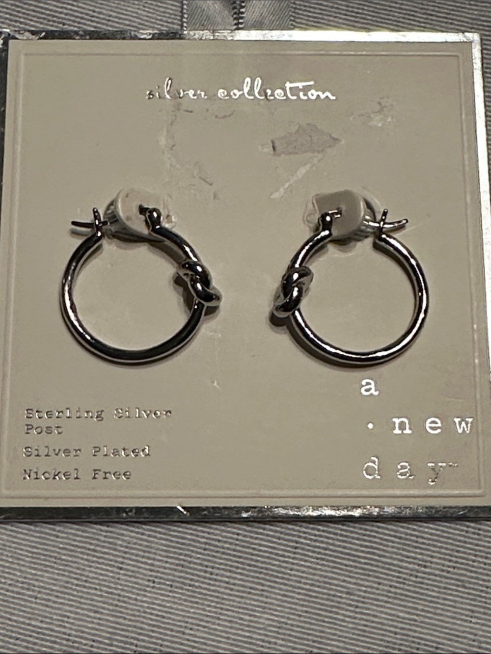 Silver Knot Hoop Earrings - "a new day"